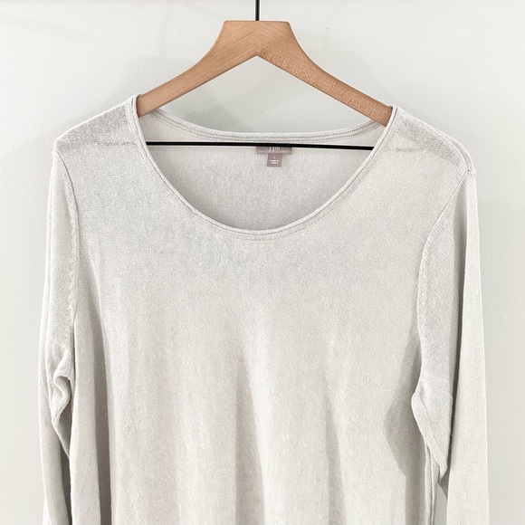 J. Jill Pleated Hem Linen Blend Tunic Sweater Gray Size Large - Picture 2 of 5